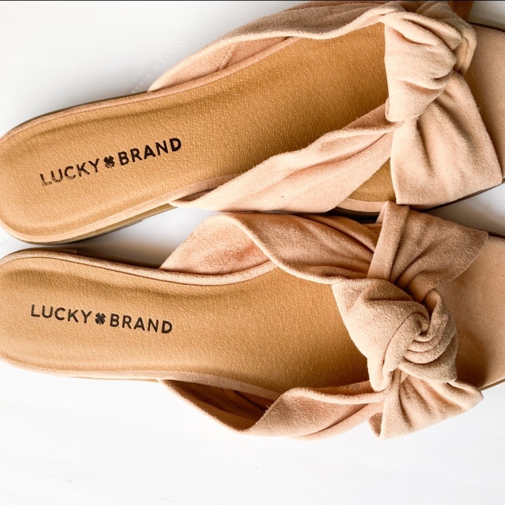 Lucky Brand Genrid suede knot tie slide sandals 8 - Picture 4 of 9